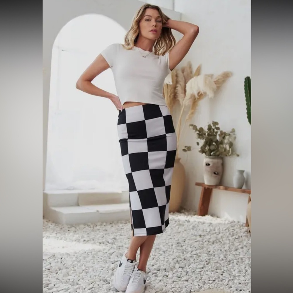 Checkered Black and White Women's Skirt